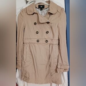H&M Tan, double breasted, Pea coat. Working pockets.